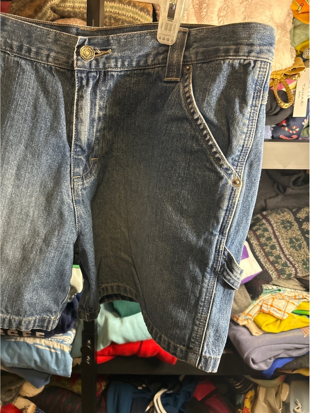 Lee Denim Cargo Shorts in Medium Blue Wash